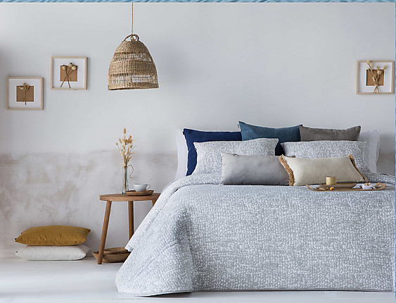 Sandeco - Conforter jacquard Nerja con fundas de cojín color Gris