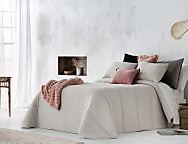 Conforter jacquard Pruna con fundas de cojín color Beige