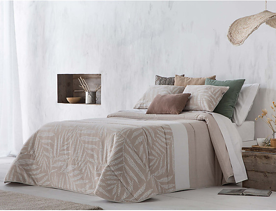 Sandeco - Conforter jacquard Camas con fundas de cojín color Beige
