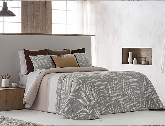 Sandeco - Conforter jacquard Camas con fundas de cojín color Gris