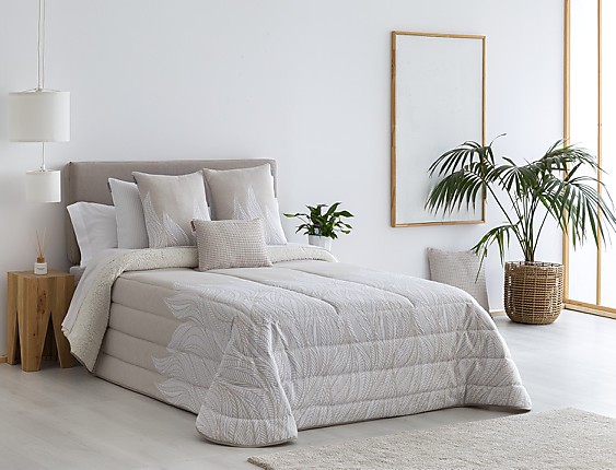 Textilia - Edredón bouti jacquard Arce (varios colores) con fundas de cojín