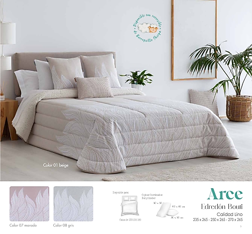 Edredón sherpa jacquard Arce  (varios colores) con fundas de cojín