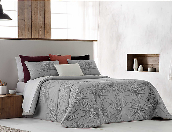 Sandeco - Edredón Jacquard Rame con fundas de cojín color Gris