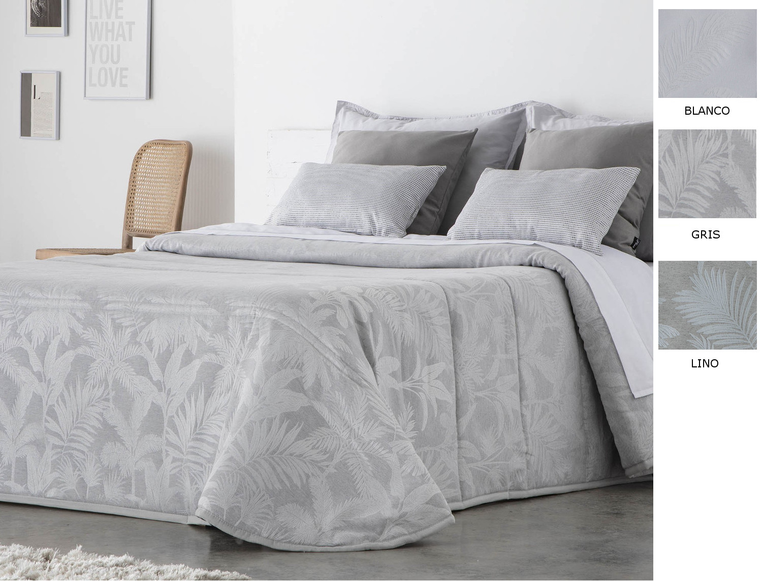 Cañete Edredón o Conforter Lomer color Lino, Blanco o Gris
