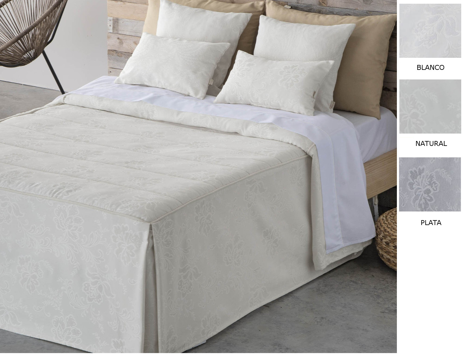 Cañete Colcha edredón Vidi color Blanco, Natural o Plata