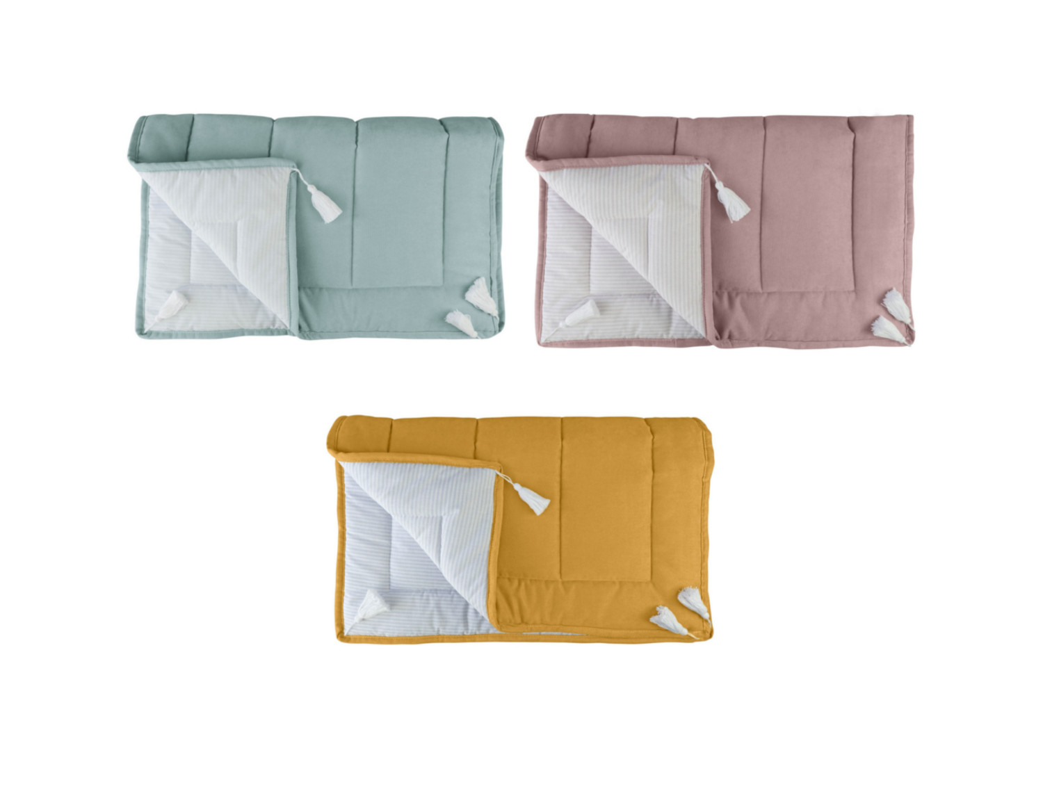 Cañete Cubrecamas terciopelo acolchado Raka Junior con borlas