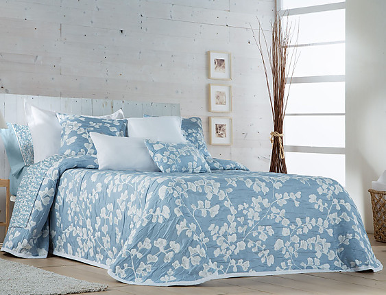 Cañete - Colcha Jacquard Lemas Azul cama de 105