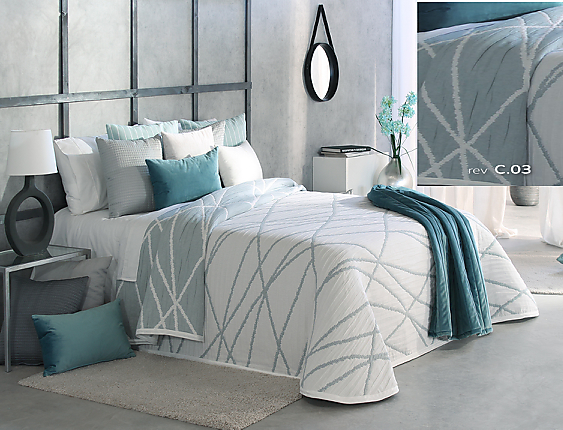 Reig Marti Colcha Jacquard Reversible Dickie color Turquesa cama de 150 oferta fin de existencias Reig Marti - Colcha Jacquard Reversible Dickie color Turquesa cama de 150 oferta fin de existencias