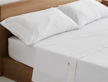 Estelia - Juego de cama Estelia 100% algodón Telia percal 500 Hilos con festón blanco