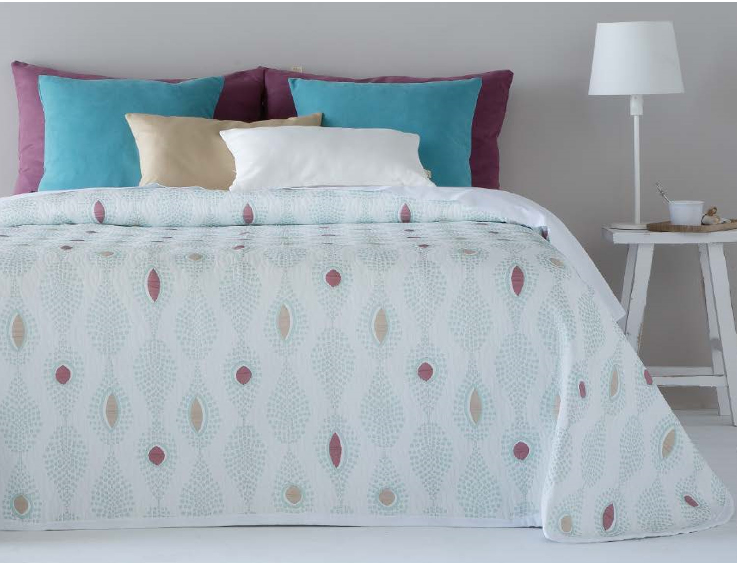 Cañete Colcha Jacquard Targa color Turquesa cama de 120 Oferta