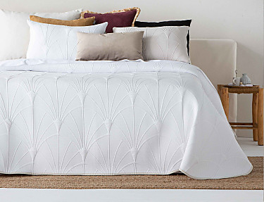 Sandeco - Colcha Jacquard Reversible con fundas de cojín Onis color Beige/Blanco