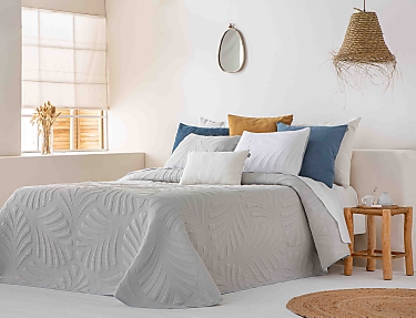 Sandeco - Colcha Jacquard Reversible con fundas de cojín Siero color Gris/Blanco