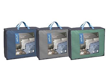 Velfont - Edredón Reversible Trazos color Azul, Gris o Menta