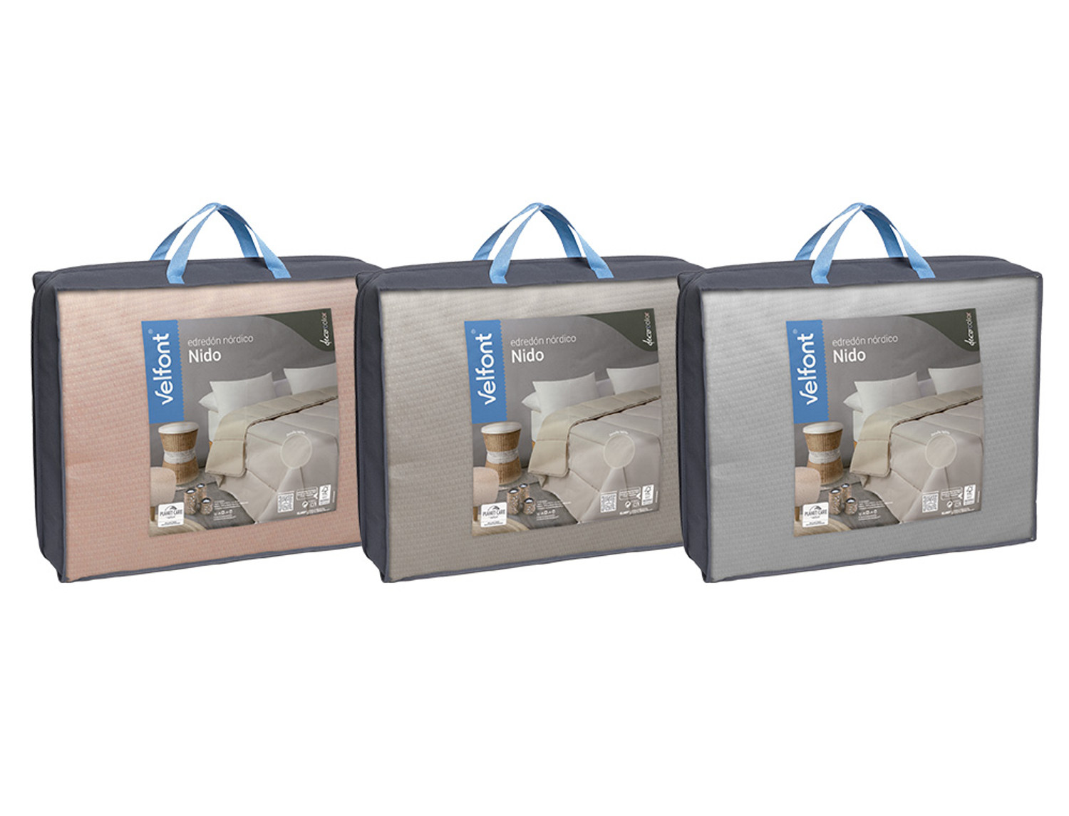 Velfont Edredón Reversible Nido color Beige, Gris Perla o Rosa