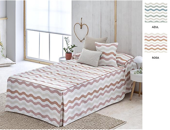 Confecciones Paula - Colcha edredón Dunas con cojín incluído color Nude o Turquesa