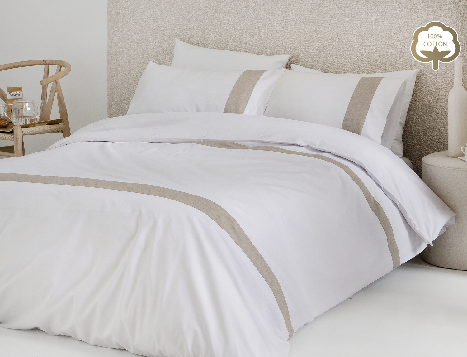 FunDeco Funda Nórdica 100% Algodón Essence color Beige