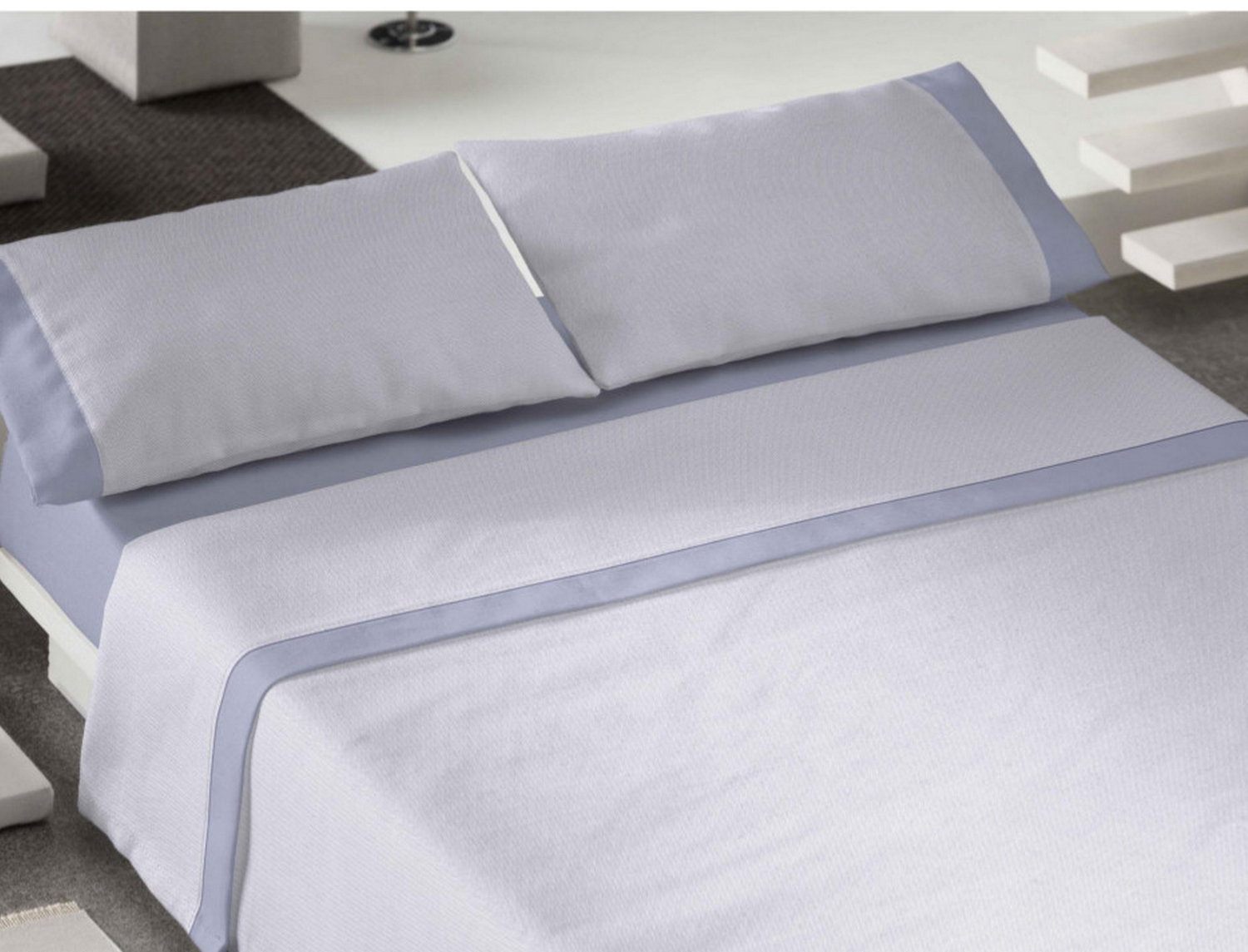Trovador Juego de cama franela Sarga color Azul precio especial hasta final de stock