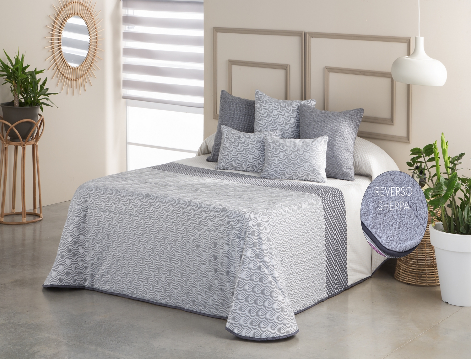 Confecciones Paula Edredón Sherpa Jacquard Corinto Paula color Gris