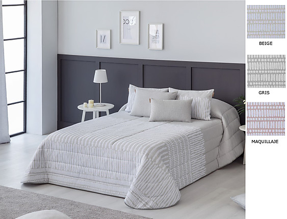 Textilia - Bouti jacquard Milan 100gr con fundas de cojín color Beige, Maquillaje o Gris