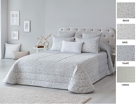 Textilia - Bouti jacquard Catania 100gr con fundas de cojín color Beige, Crema, Gris o Taupé