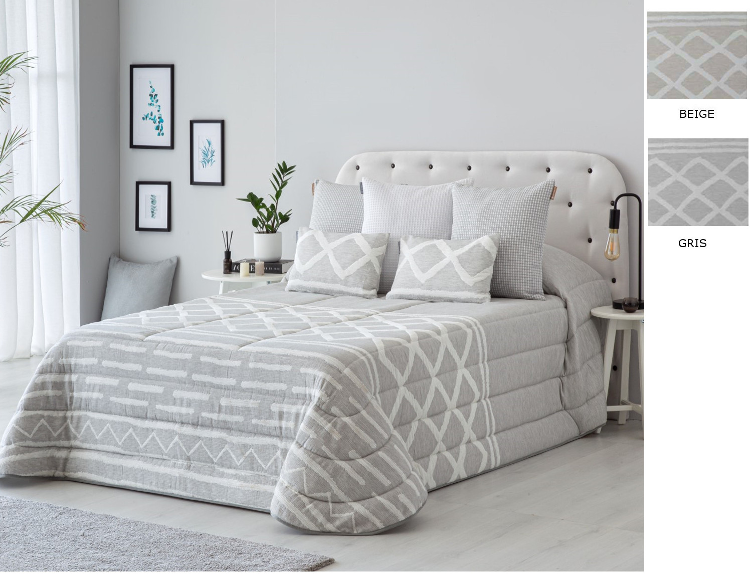 Textilia Edredón Sherpa Jacquard Parma con fundas de cojín color Beige o Gris