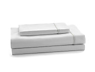 Juego de cama Estelia 100% Algodón Telia Satén 600 Hilos blanco con bies hueso