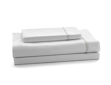 Estelia - Juego de cama Estelia 100% Algodón Telia Satén 600 Hilos blanco con bies hueso