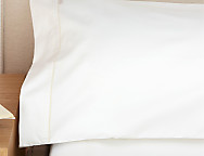 Juego de cama Estelia 100% Algodón Telia Satén 600 Hilos blanco con bies hueso