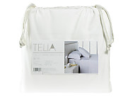 Juego de cama Estelia 100% Algodón Telia Satén 600 Hilos blanco con bies hueso