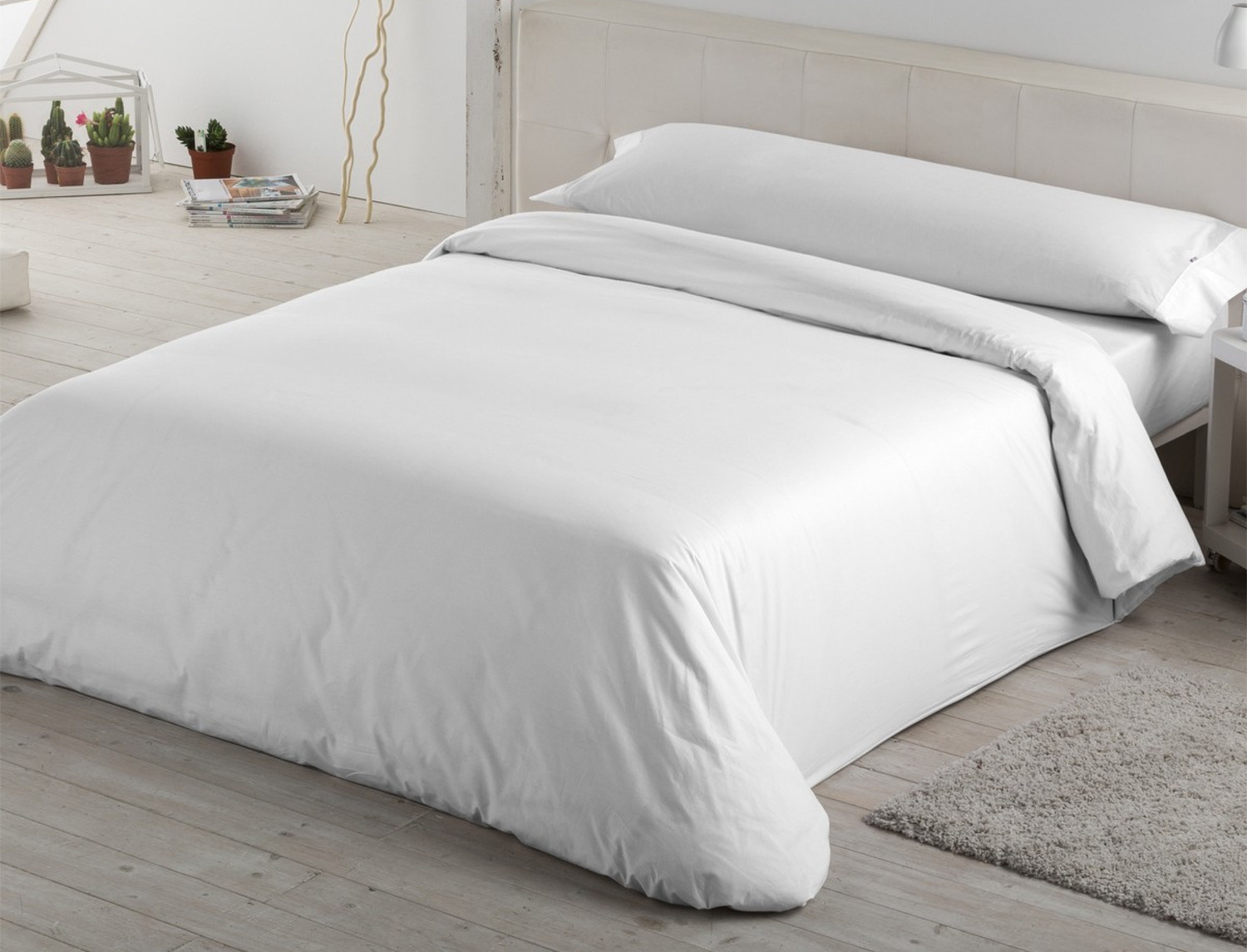 Estelia Funda Nórdica Estelia Combi Telia 600 Hilos 100% Algodón Satén cierre con clips, color Blanco