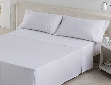 Estelia - Juego de cama blanco Satén 300 hilos Estelia hostelería 100% Algodón