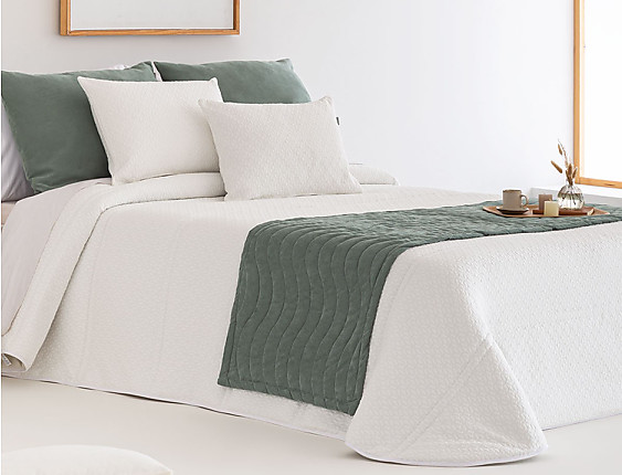 Sandeco - Pack plaid Natibel (pie de cama) y 2 fundas de cojín de 40x60cm