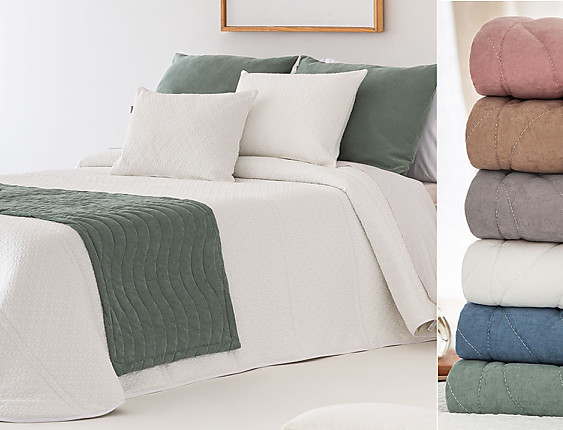 Sandeco - Pack plaid Natibel (pie de cama) y 2 fundas de cojín de 50x70cm