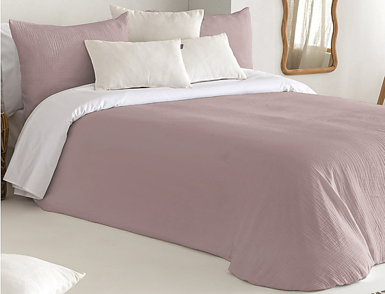 Sandeco - Funda Nórdica Jacquard Duero color 03 Malva con funda/s de cojín