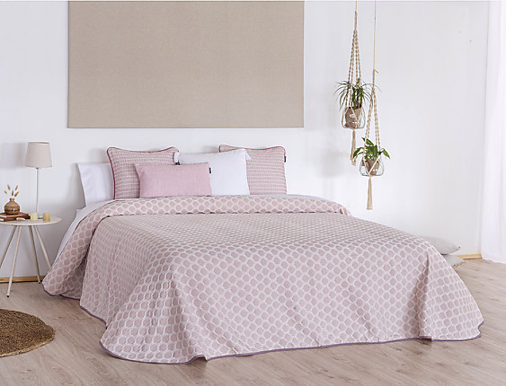 Confecciones Paula - Colcha Jacquard Caños color rosa