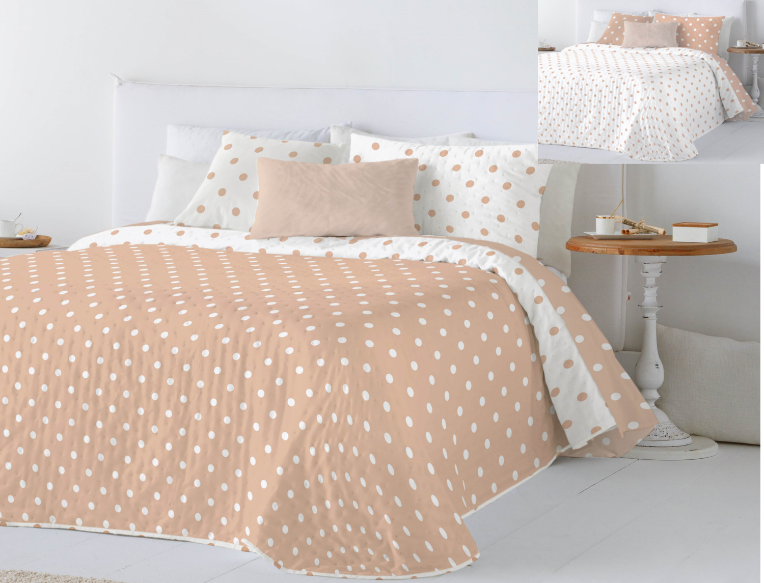 FunDeco Bouti reversible Jessy con funda/s de cojín color Nude