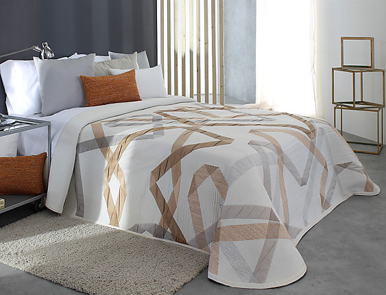 Reig Marti - Colcha Jacquard Reversible Bailey color Ocre oferta fin de existencias
