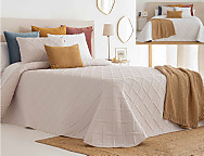Colcha Jacquard Reversible con fundas de cojín Zuera 02 Beige/Blanco
