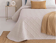 Colcha Jacquard Reversible con fundas de cojín Zuera 02 Beige/Blanco