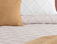 Colcha Jacquard Reversible con fundas de cojín Zuera 02 Beige/Blanco