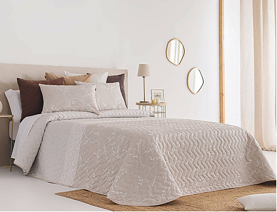 Sandeco - Colcha Jacquard con relleno fino Penedes 02 Beige