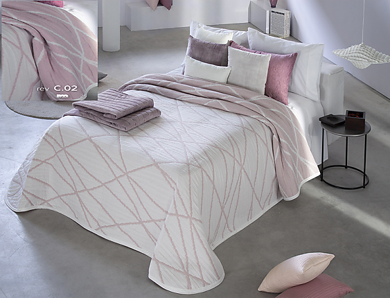 Reig Marti - Colcha Jacquard Reversible Dickie color Rosa oferta fin de existencias