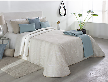 Reig Marti - Colcha Jacquard Reversible Hopkins color Beige cama de 150 Oferta fin de existencias