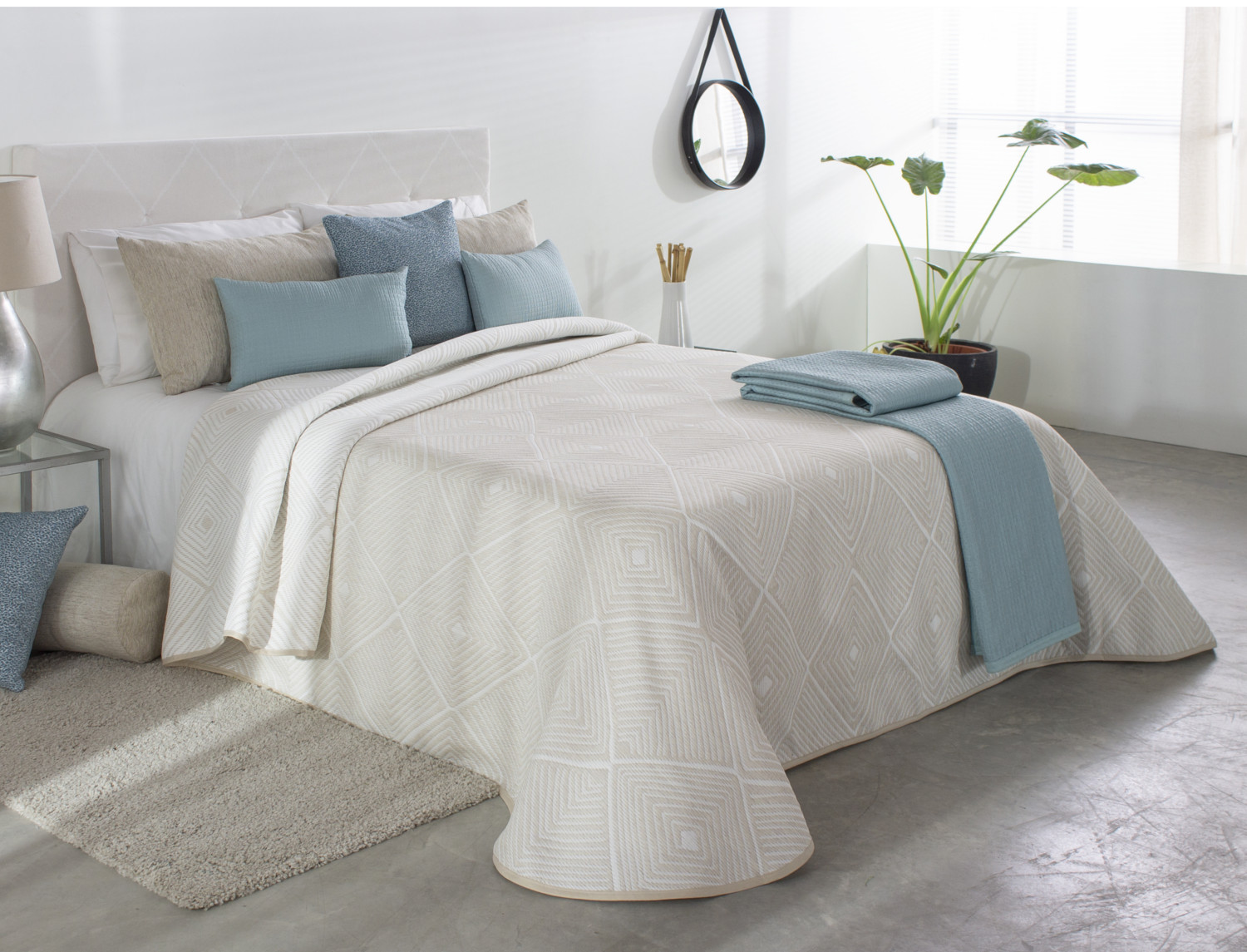 Reig Marti Colcha Jacquard Reversible Hopkins color Beige cama de 150 Oferta fin de existencias