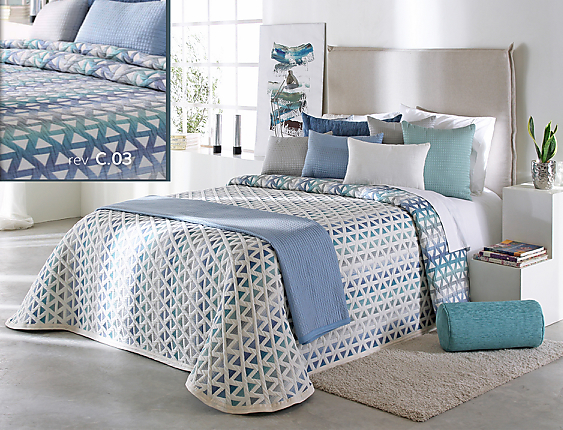 Reig Marti - Colcha Jacquard Reversible Murphy 03 azul cama de 135