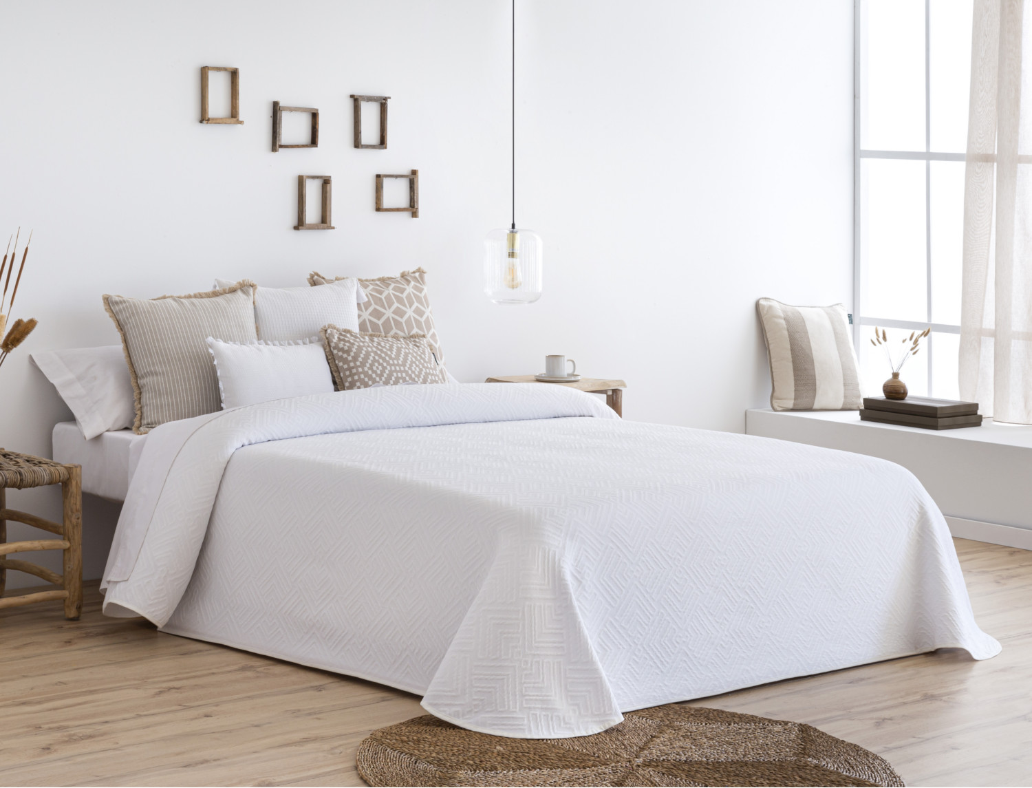 Confecciones Paula Colcha Jacquard Vicar Blanco cama 180 Oferta fin de existencias