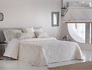 Colcha Piqué Jacquard Reversible Line Beige