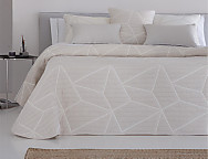 Colcha Piqué Jacquard Reversible Line Beige