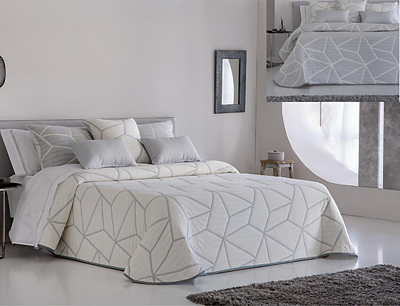 JVR - Colcha Piqué Jacquard Reversible Line Gris