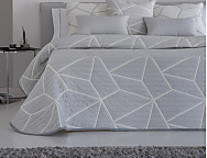 Colcha Piqué Jacquard Reversible Line Gris